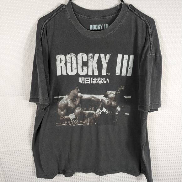 Rocky III Boxing Movie T-Shirt Size L Black Stallone Apollo Creed 80s Film Tee - Picture 1 of 4